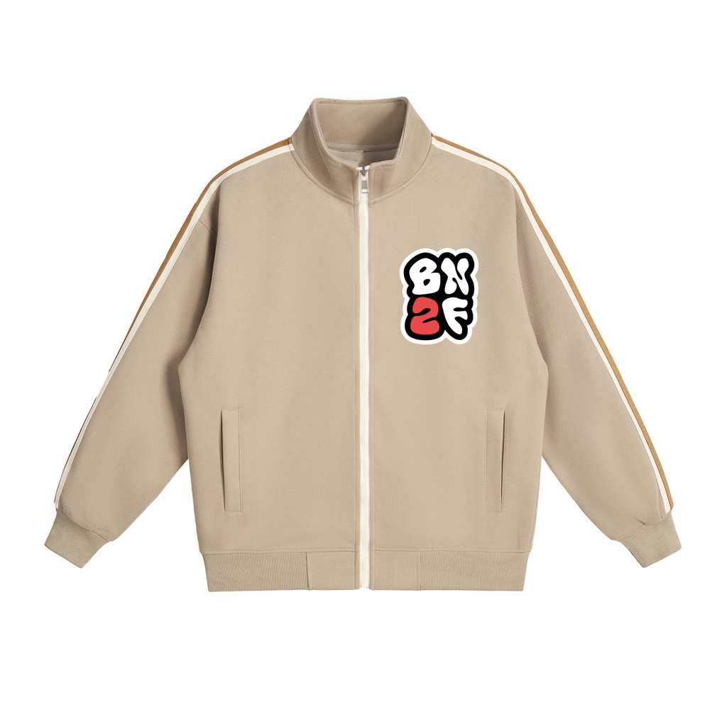 BN2F Contrast Side-Stripe Stand Collar Khaki - Jacket