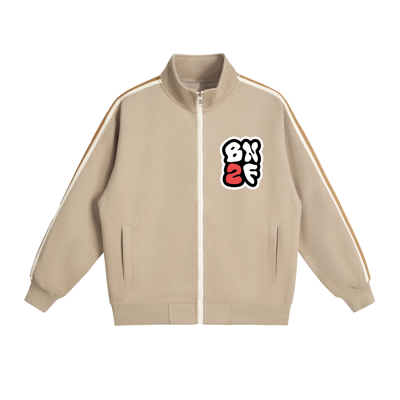 BN2F Contrast Side-Stripe Stand Collar Khaki - Jacket