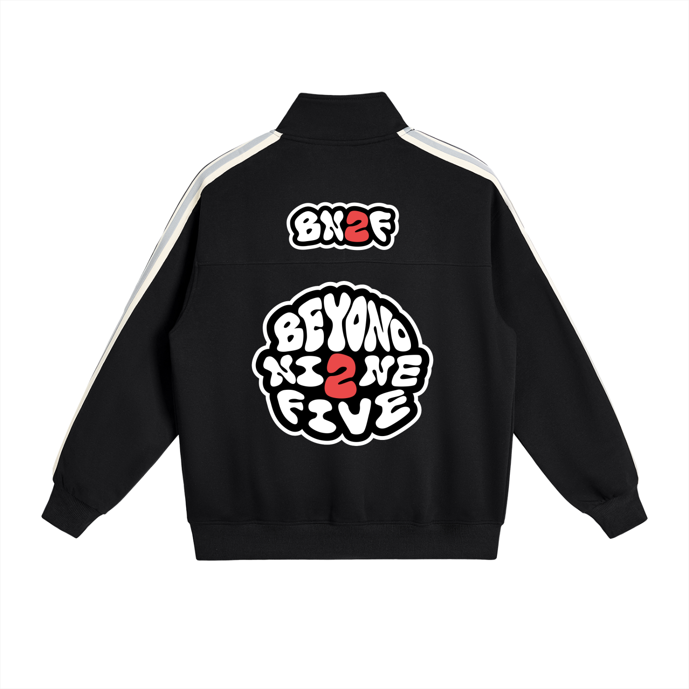 BN2F Contrast Side-Stripe Stand Collar Jacket - Black