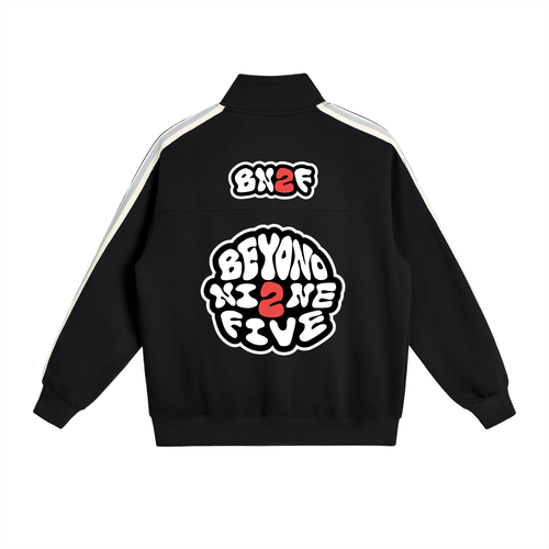 BN2F Contrast Side-Stripe Stand Collar Jacket - Black