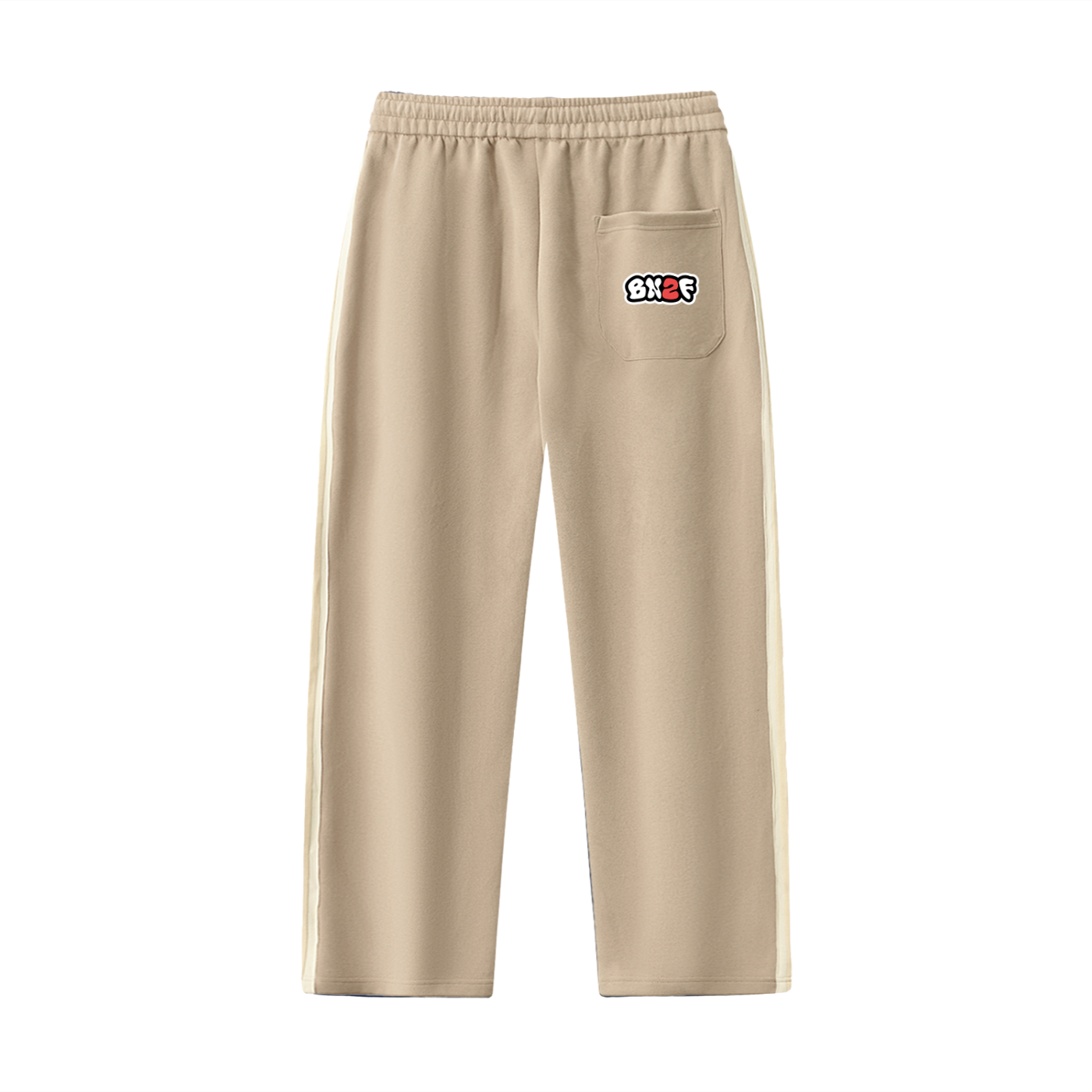 Contrast Side-Stripe Straight-Leg Pants - Khaki