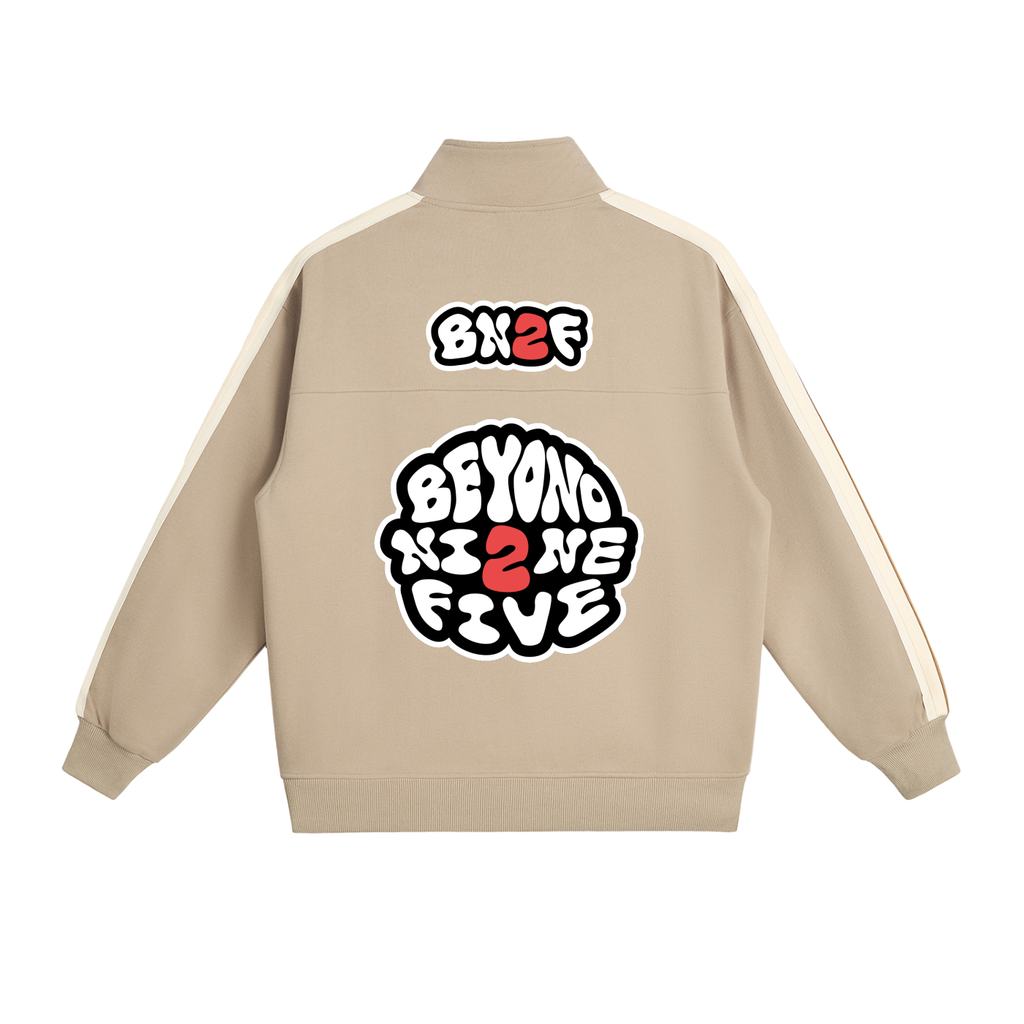BN2F Contrast Side-Stripe Stand Collar Khaki - Jacket